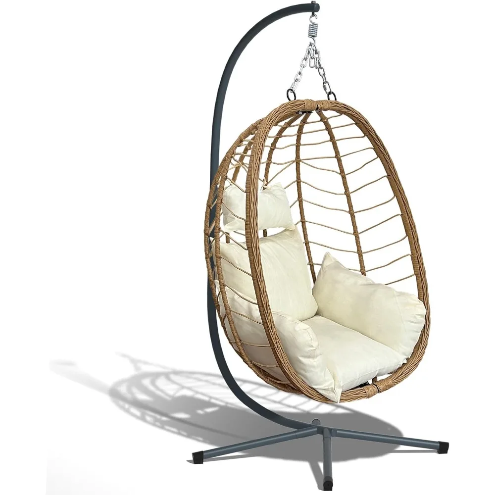 

Hanging Egg Chair with Stand,Hanging Hammock Chair with Stand,Rattan Wicker Swing Chair Indoor Outdoor Swings for Adults Bedroom