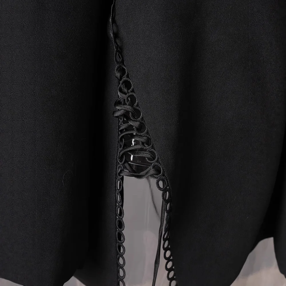 SuperAen การออกแบบลูกไม้ขึ้นไม่สมมาตรสีทึบเสื้อเบลเซอร์หรูหราสบายๆสําหรับผู้หญิงเสื้อโค้ทฤดูใบไม้ร่วงและฤดูหนาว