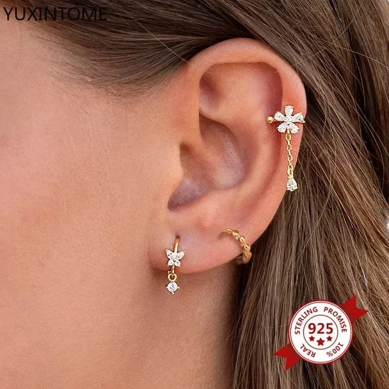 Pendientes geométricos de Plata de Ley 925 para mujer, aretes de aro de viento de Metal, minimalistas, joyería de perforación a la moda