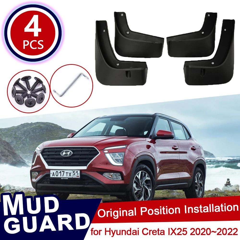 

4Pcs Mudguard for Hyundai Creta IX25 2020~2022 2021 Accessories Car Mud Flaps Front Rear Wheels Splash Guards Fender Mudflap