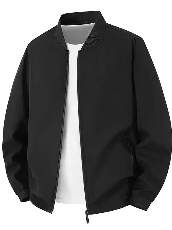 

American Sle Pure Color Baseball Collar Pilot Jaet Men's Loose Casual Outerwear Spring Autumn Faion Busin Gentleman