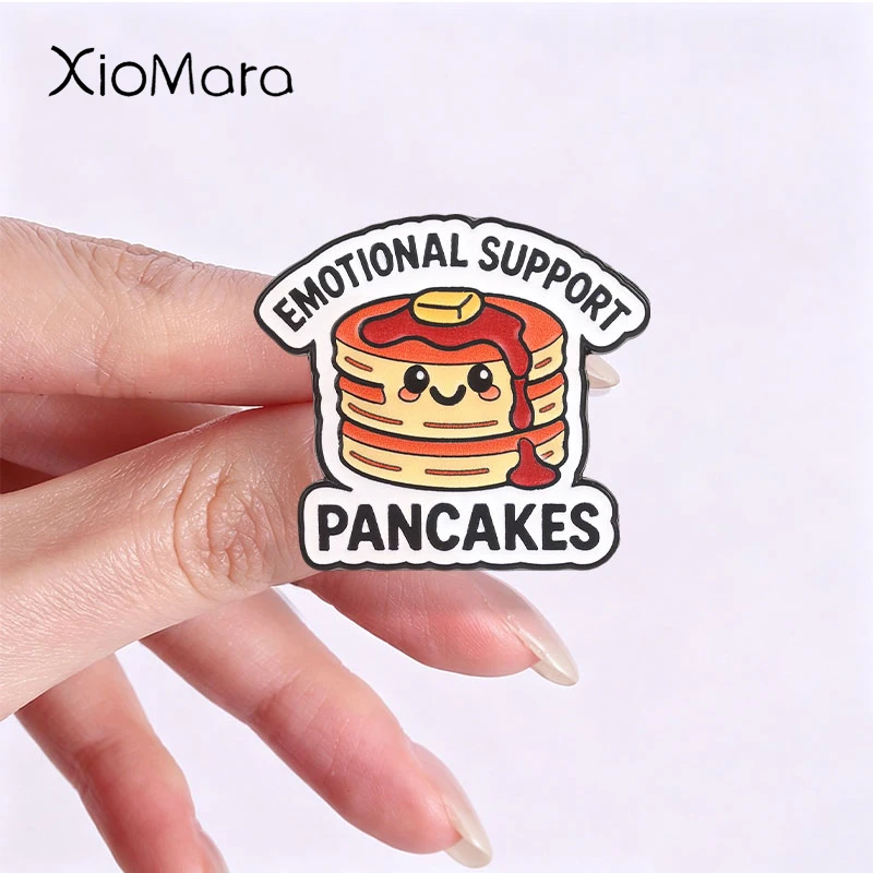 Cute Cartoon Food Badge Support Pancakes Waffles Enamel Pins Fashion Lapel Metal Brooch Backpack Clothes Jewelry Gift for Friend