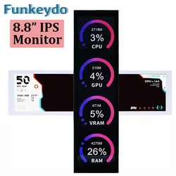 Schermo secondario IPS da 8,8 pollici 1920X480 Pixel USB Type-C Monitor LCD Custodia per PC CPU GPU RAM Dislpay Monitoraggio del computer gratuito AIDA64