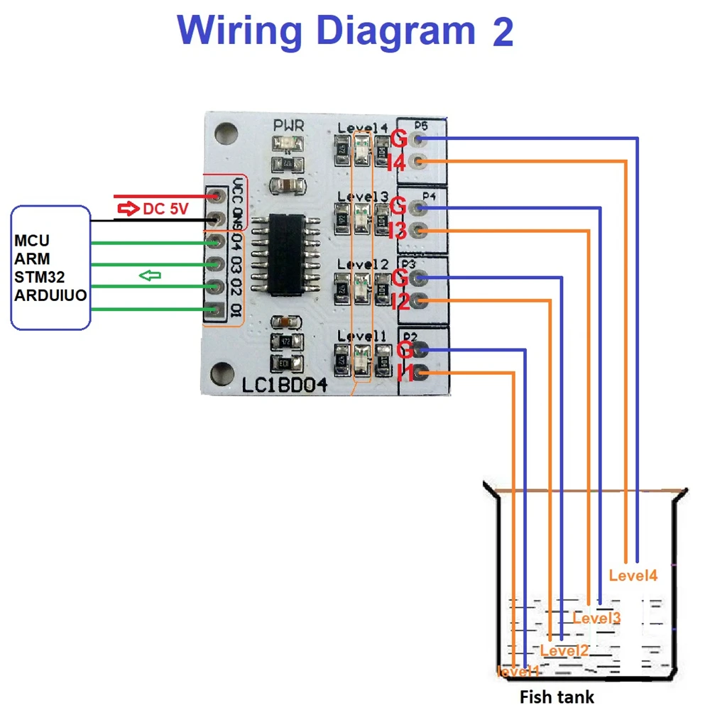 DC 5V 7-12MA 4 Digital Water Liquid Level Indicator Board Controller Sensor Switch Module for Fish tank Water Tower