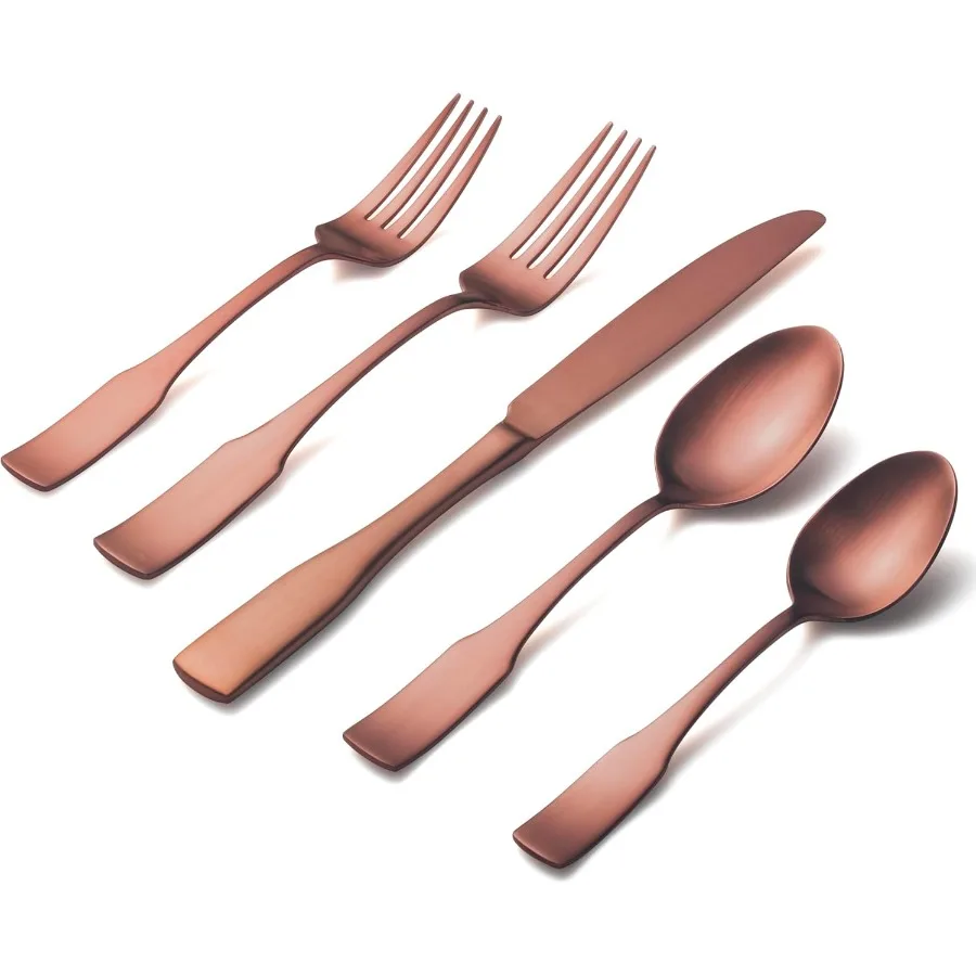 

Kate Rose Gold Satin 40Piece Silverware SetService for 8 Stainless Steel Flatware Set Matte Polished Cutlery Set Dishwasher Saf