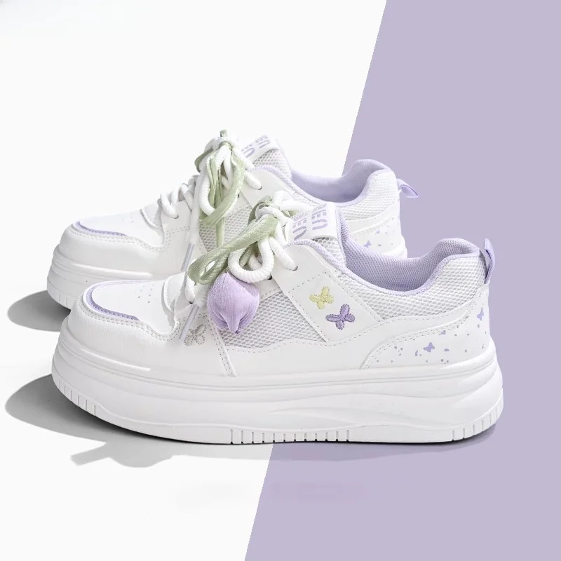 

Женские универсальные белые кроссовки FAD Z: дышащие, летние, новинка 2025 года, повседневные слипоны с круглым носком на тонком каблуке