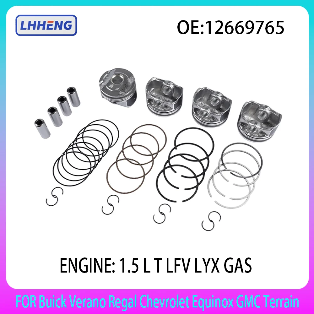 

STD Pistons and Ring Kit for Buick Verano Regal Chevrolet Equinox GMC Terrain 1.5 L T LFV LYX GAS L4 1.5L 1.5T 12669765