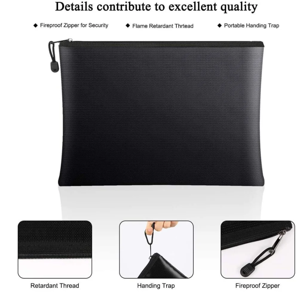 Fireproof Silicone Aluminum Foil Document Holder Waterproof Capability for Notary Records Court Filings and Briefs
