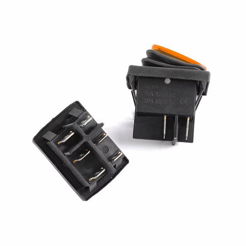 KCD4 Rocker Switch Black Red Green Blue Yellow 4 6 Pins 2 3 Positions 20A Silver Contacts Waterproof Push Button Switch 250V