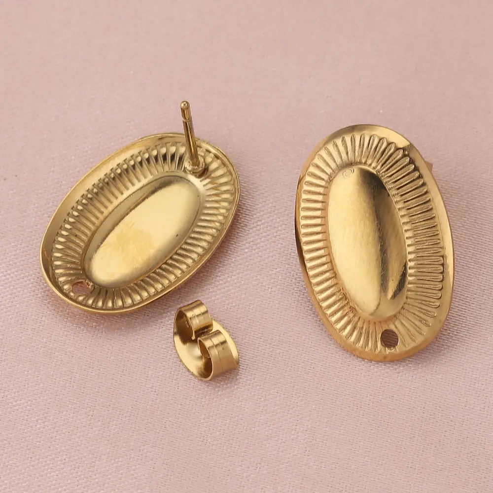 10Pcs/bag Gold-Plate Earrings Base For jewelry DIY Post Components Connectors Earring Settings Parts Making Supplies Material