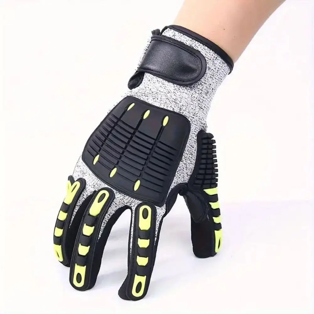 Shock Absorbing Mechanical TPR Gloves Oil-proof Nitrile Dipped Palm Anti-vibration Gloves TPR Material Impact Protection