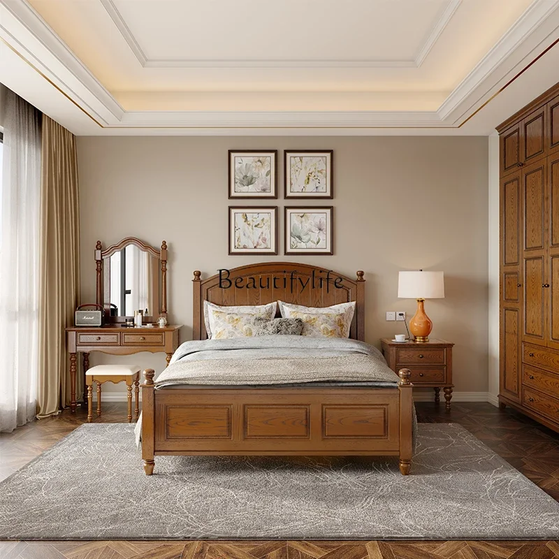

ld14 American Style Solid Wood Double Bed 1.5m Small American Style Furniture