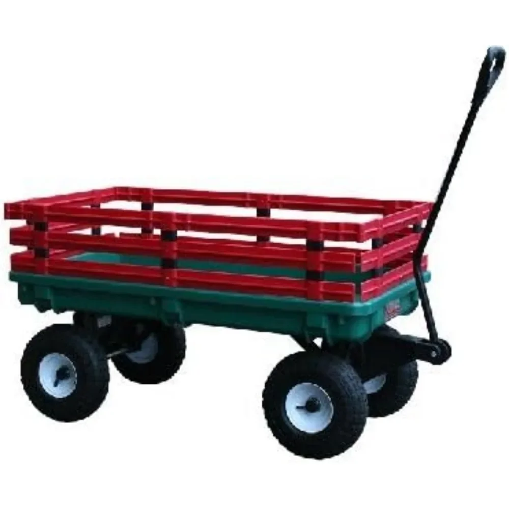 

Cargo Trolleys 20 Inch X 38 Inch Plastic Deck Wagon - Green Wheels Trolley Multi-purpose Cart With Wheels Garden Carts Supplies