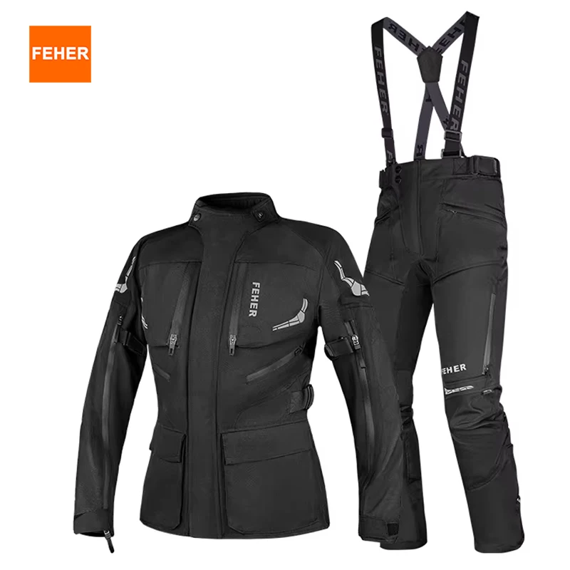 

FEHER Women's Motorcycle Jacket Rally Suit All Seasons Waterproof Windproof Warm Coat Professional Motorbike Riding Rally Suit