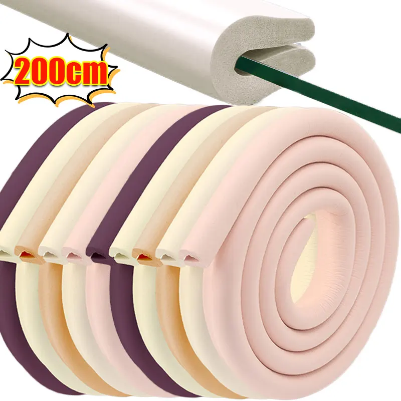 Cinturón protector de esquina de protección de seguridad para niños en forma de U de 2M, relleno de espuma NBR suave, pegatina para cinturón protector de parachoques de puerta de chimenea