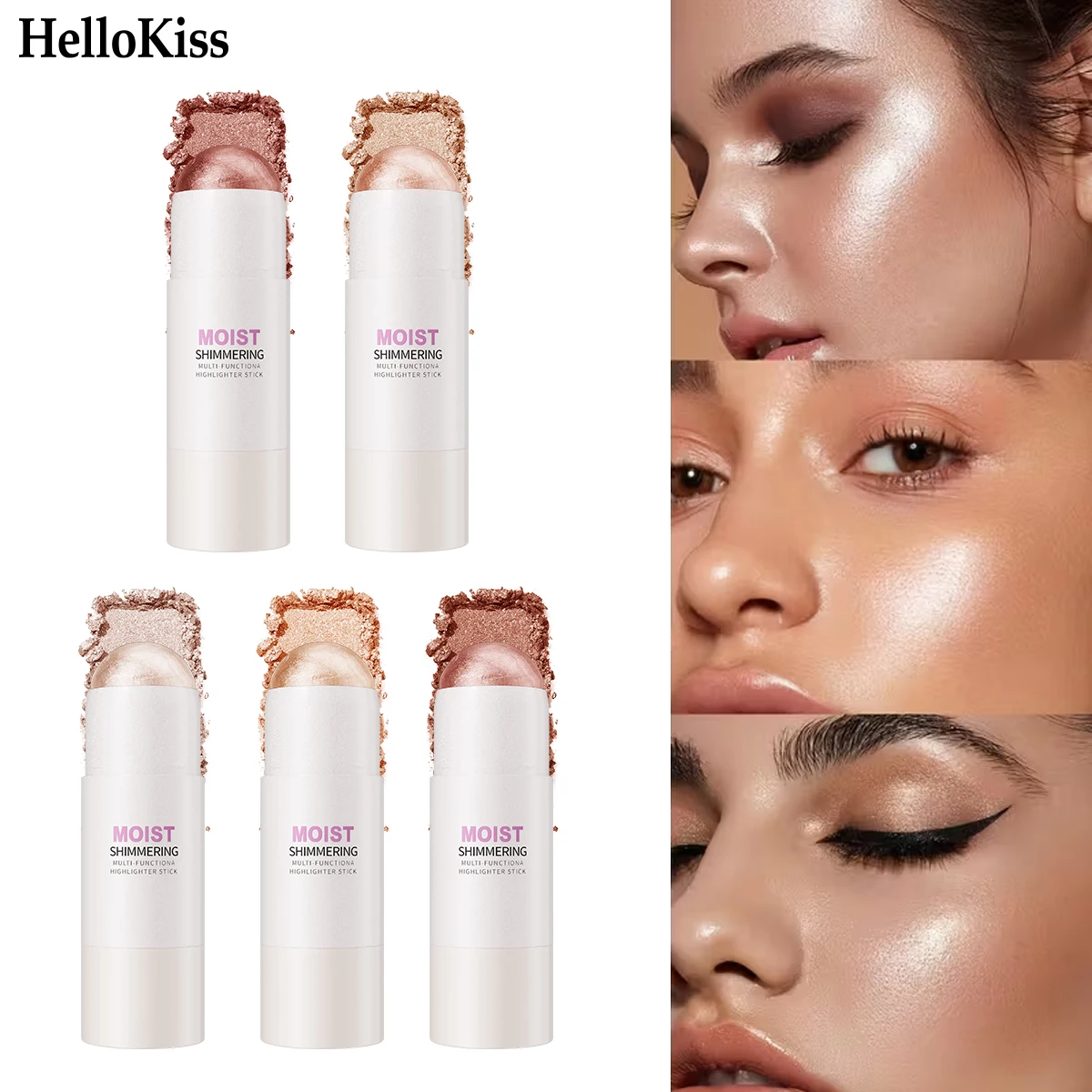 5 colori 3D viso illuminare evidenziatore bar cosmetico contorno viso bronzer luccichio evidenziatore stick correttore crema strumento di trucco