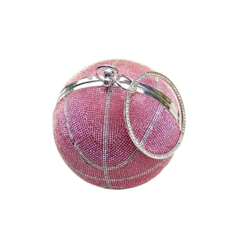 Women's Bag  Diamond Basketball Bag Straddle Handbag Crossbody Bag Diamond Medium Basketball Banquet Party Bag With Metal Chain