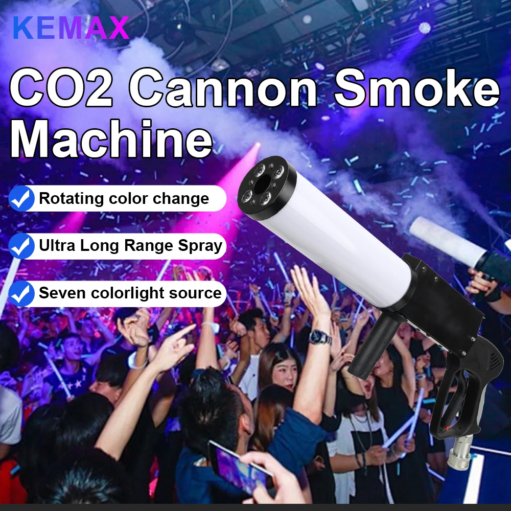 

Handled Co2 Dj Fog Gun for Party Led Co2 Cannon with Spiral RGB Co2 Fog Machine with 3m Hose Stage Effect for Nightclub Wedding