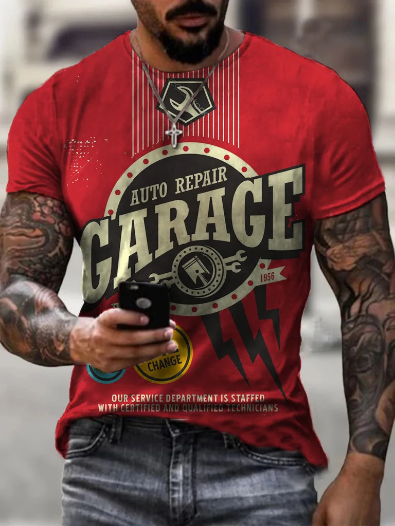 New Men's Vintage T Shirt For Men 3d Oversized Retro Graphics Street Tshirt Men Clothing T-shirts Car Tees Summer Apparel Tops