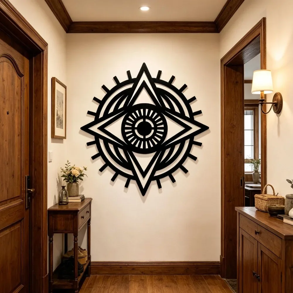 Sunburst Compass Metal Wall Hanging, Adventurer Gift for Free Spirits