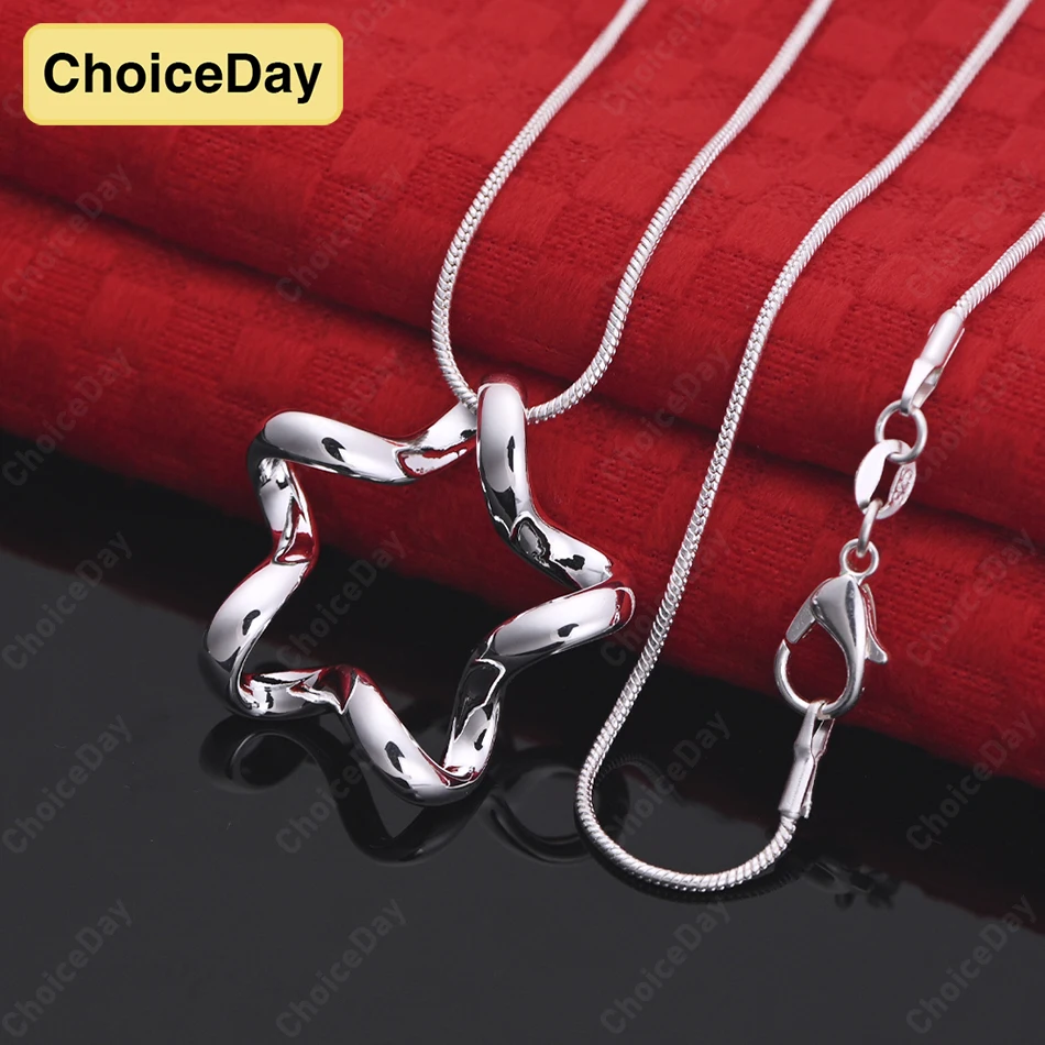 

ChoiceDay Fashion 925 Sterling Silver Delicate Twisted Star Pendant Necklace for Women Wedding Accessories Jewelry Gift