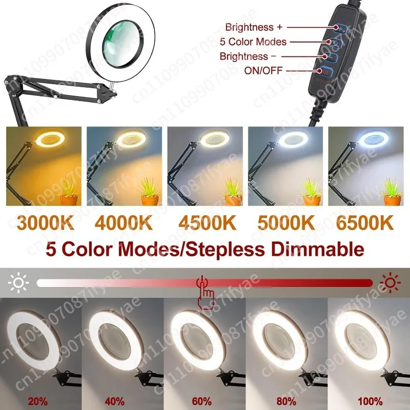 LED long arm American desk lamp welding appraisal repair work folding magnifying glass desk lamp