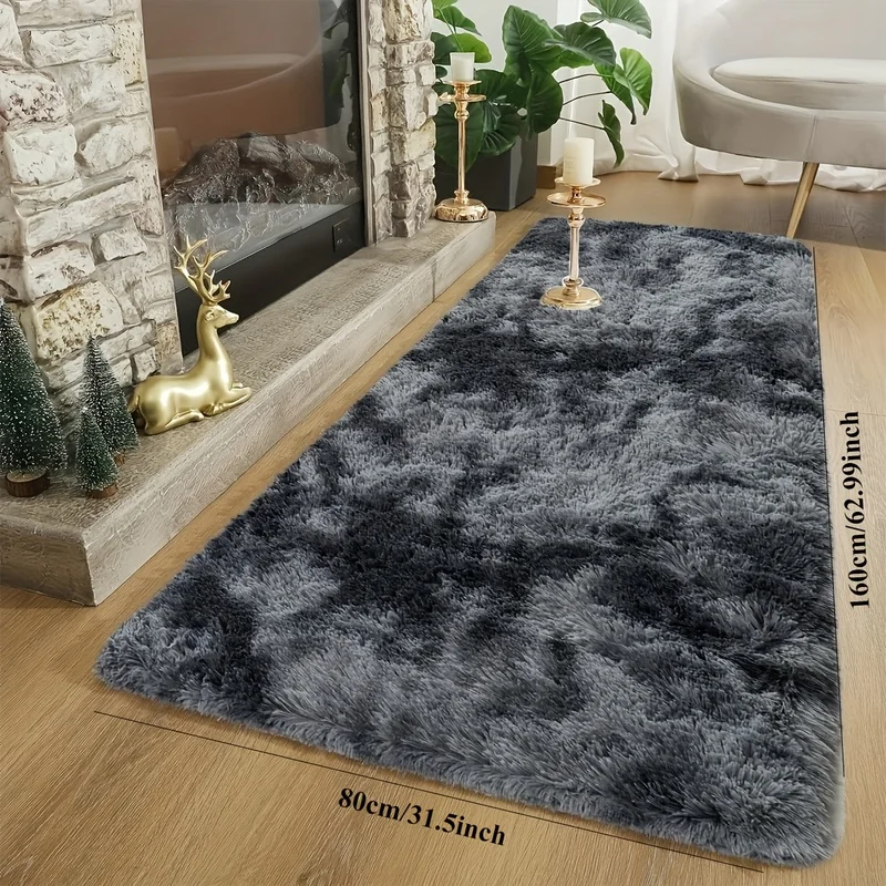 VIKAMA Tie Dye Shaggy Area Rug, Non-Slip Soft Plush Mat, Luxurious Floor Carpet for Living Room Bedroom Home