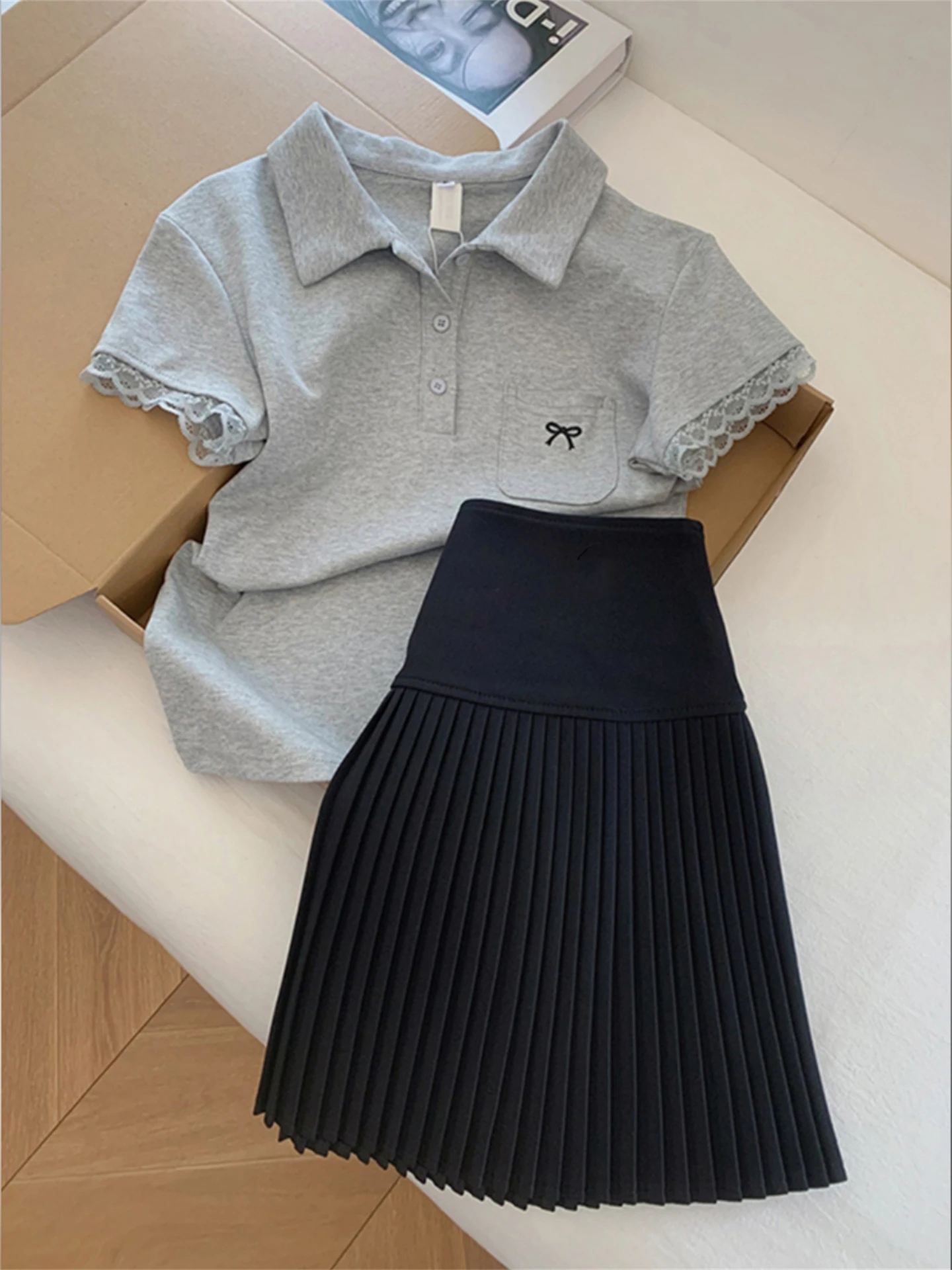 High Waist A-Line  Skirt Women's Spring New Korean Style Woolen Plaid Pleated Slimming Short Skirt Casual Non-Shrinkage