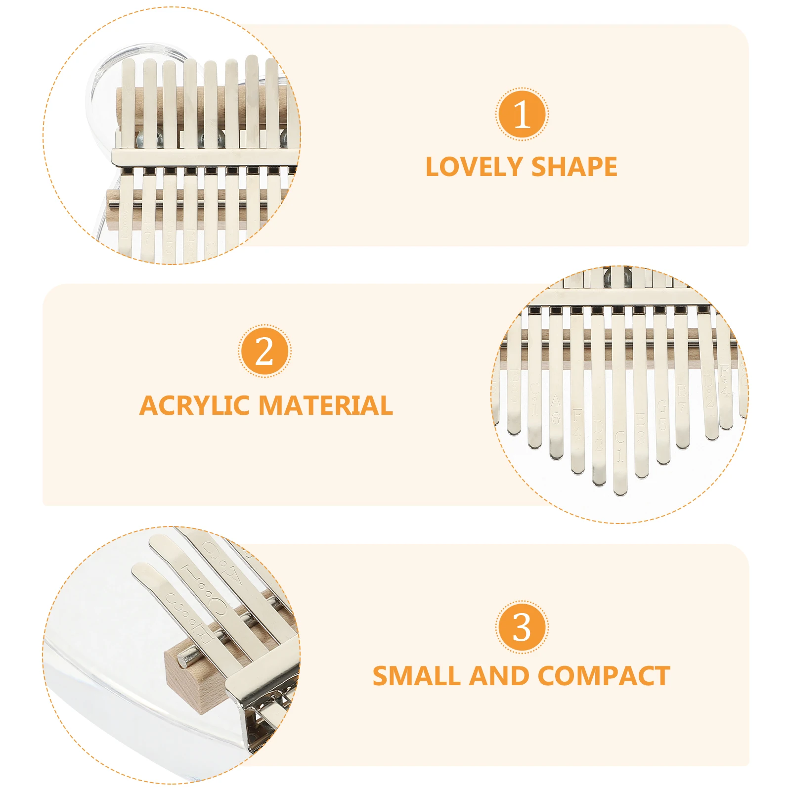 

1 Set Cartoon Kalimba Thumb Acrylic 10 Keys Finger Piano Mini Instrument Beginner Tuning Hammer Travel Entertainment Gift Piano