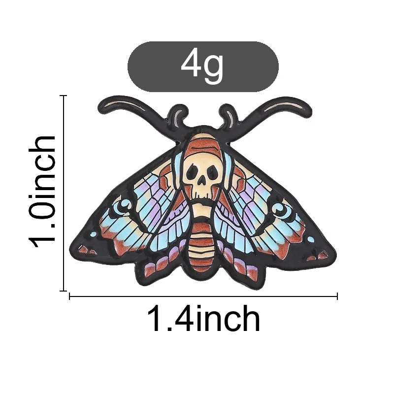 Dark Gothic Skull Moth Enamel Pin, Vintage Tattoo Style Badge, Fashion Accessory, Gift for Gothic and Tattoo Lovers