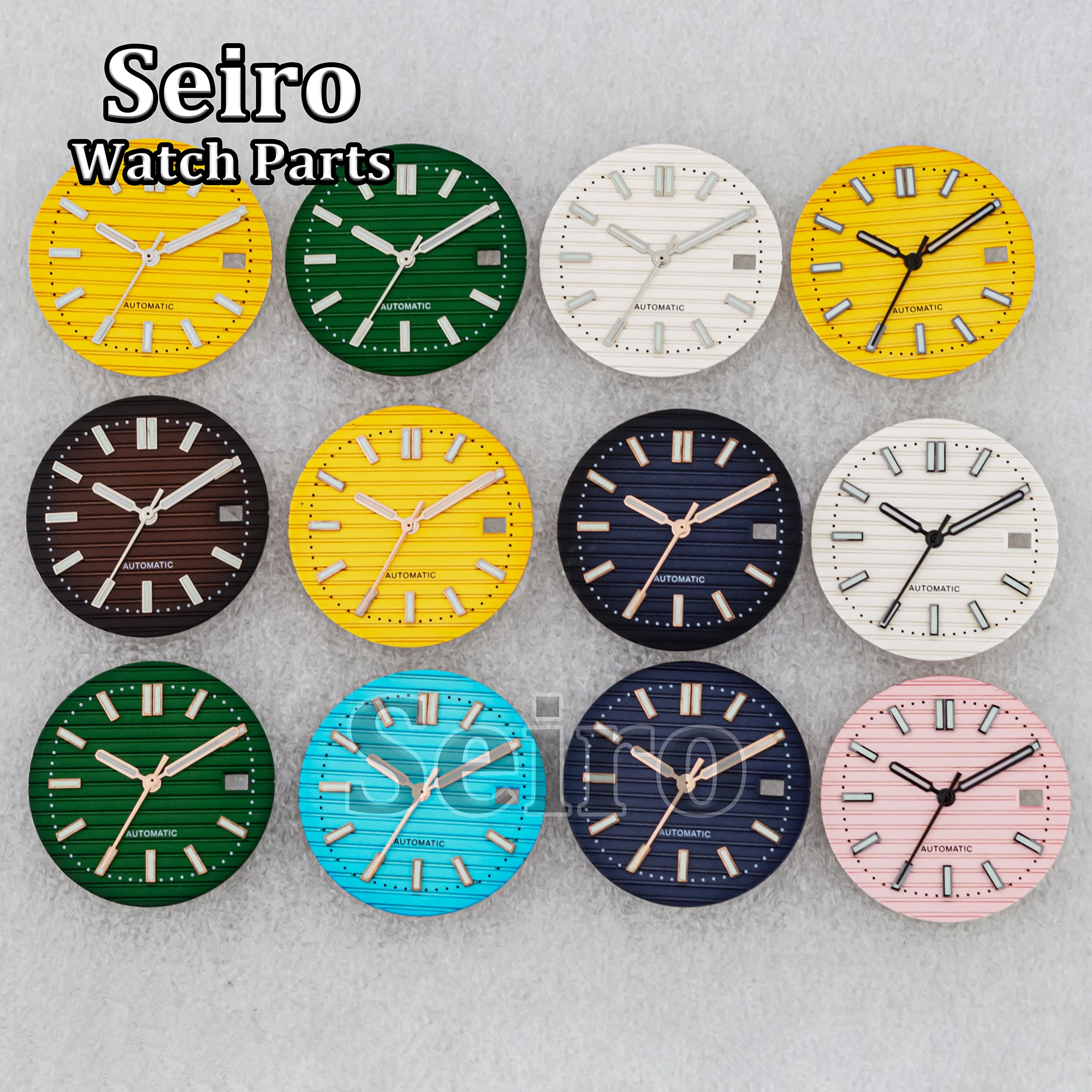 

30.5MM Green Luminous Dial Watch Hands Black Yellow Green Pink Gray Watch Parts for Nautilus NH35 Movement Accessories