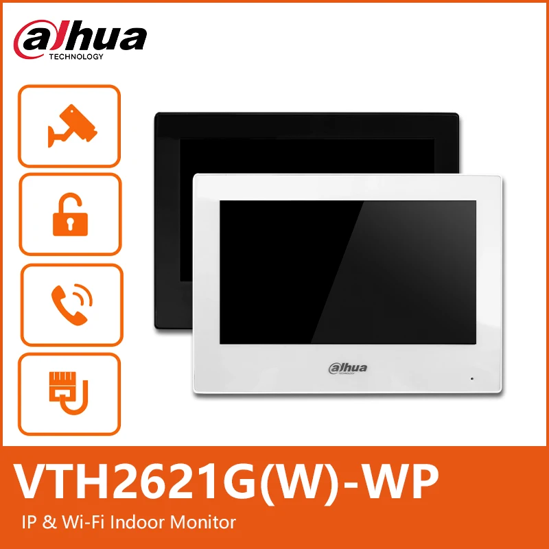 Dahua VTH2621G-WP VTH2621GW-WP Original Multi-language H.265 Wi-Fi PoE 7inch TFT Touch IP Indoor Monitor Doorbell Video Intercom