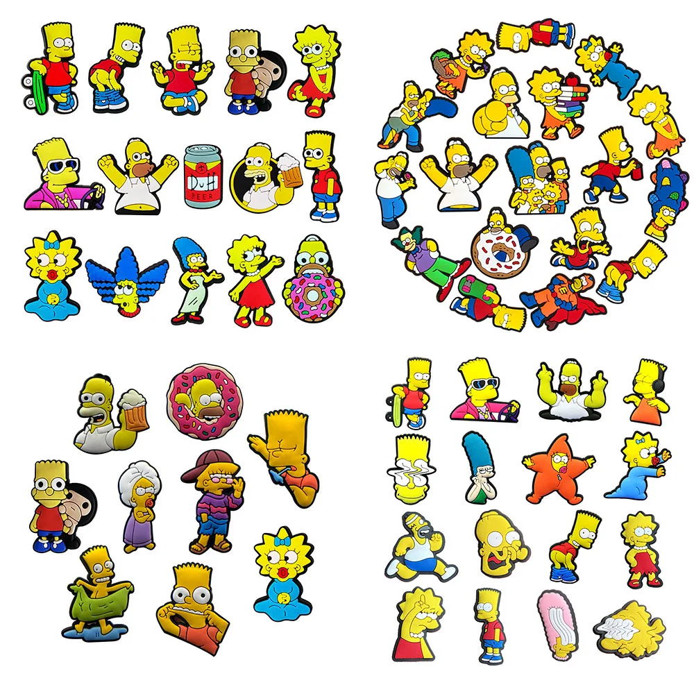 

9-18pcs MINISO Simpson Series Cartoon Shoe Charms Accessories for Classic Clog Sandal Garden Shoe Decoration Buckle Kids Gifts
