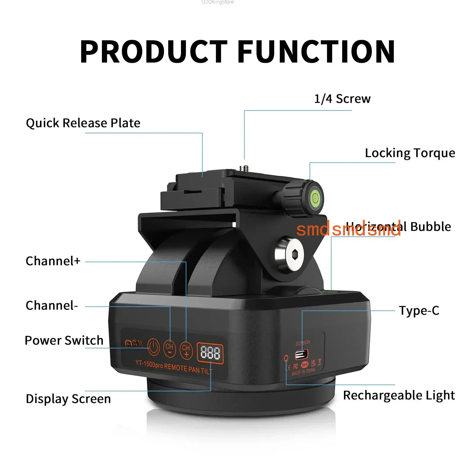 

YT-1500 PRO Automatic Motorized Rotating Panoramic Head Stabilizer Remote Control Pan Tilt Head for Camera/Phone