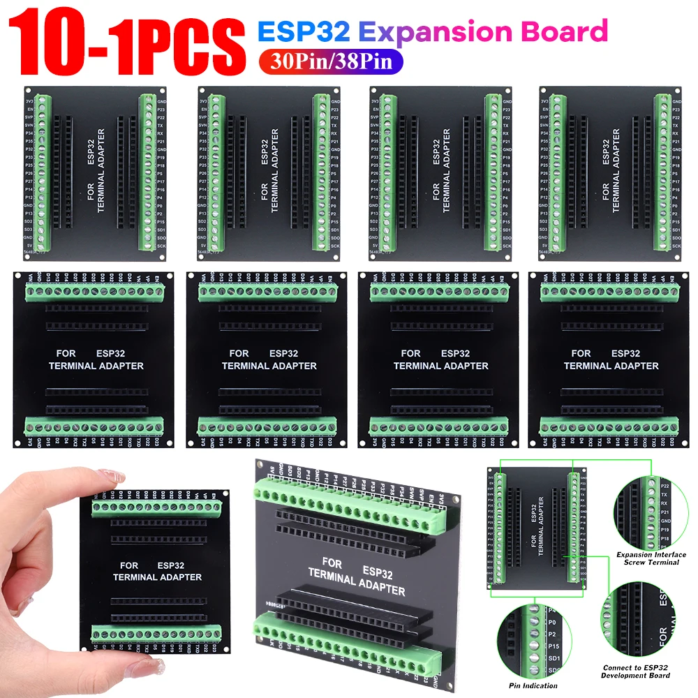 1-10PC ESP32 Expansion Board CP2102 NodeMCU-32S Lua 30Pin/38Pin GPIO 1 Into 2 Dual Core CPU GPIO WiFi Bluetooth Low Power Module