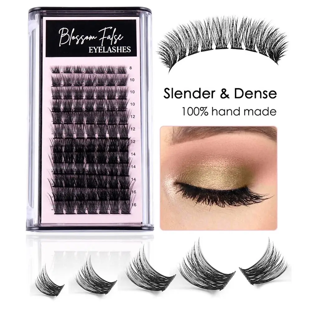 8/10/12/14/16mm DIY Eye Extension 84clusters Black Stem Single Cluster False Eyelashes Slender Dense Long Curl