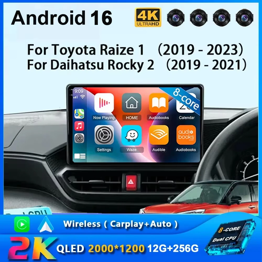 Android 16 Carplay Auto For Toyota Raize 1 2019-2023 For Daihatsu Rocky 2019-2021RHD Car Radio 2Din Player GPs Video Stereo