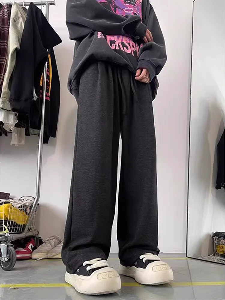 السراويل المخملية الدافئة الأرز الدبق للنساء الخريف والشتاء السراويل الجديدة مستقيمة الساق، السراويل الطلاب عارضة