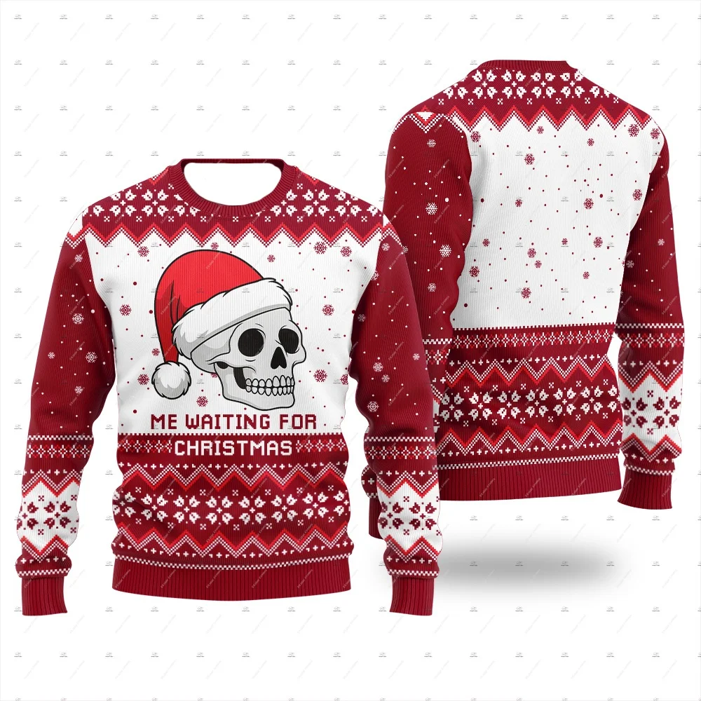 Christmas Cosplay Santa Claus Pet Anime Cartoon Skull Vintage Winter Ugly Sweater 3DPrint Harajuku Pullover Funny Long Sleeves
