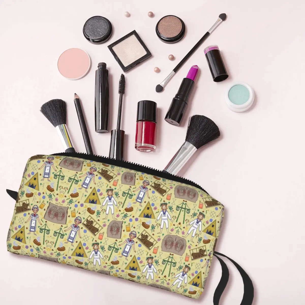 Midsommar-Bolsa de maquillaje con patrón para mujer, organizador de cosméticos, Kit de almacenamiento de artículos de tocador, estuche de lápices de viaje de belleza