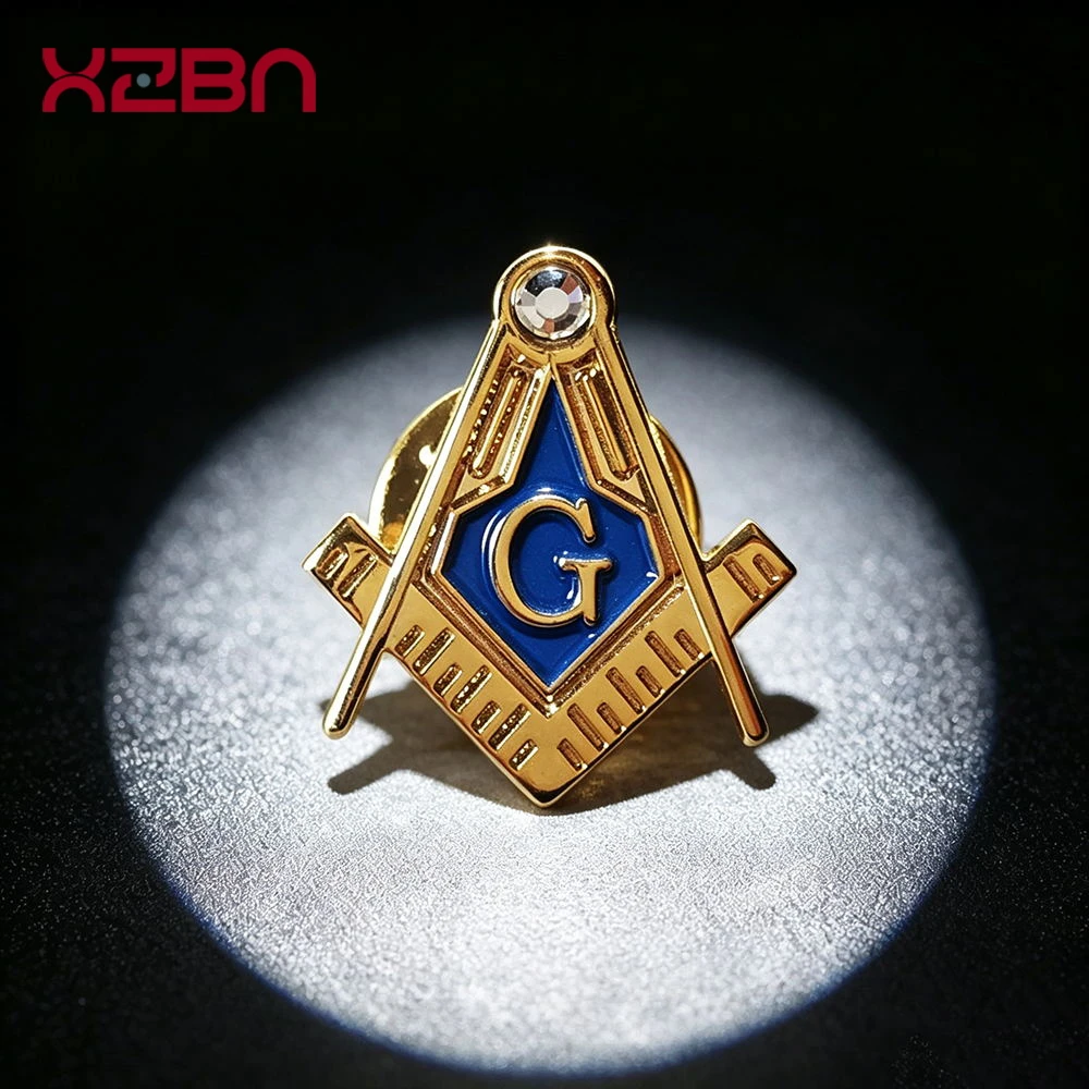Masonic Lapel Pins 3D Badge Mason Freedom Freemason Copper Material Gold Plating Banquet Brooch Exquisite Souvenirs Gifts