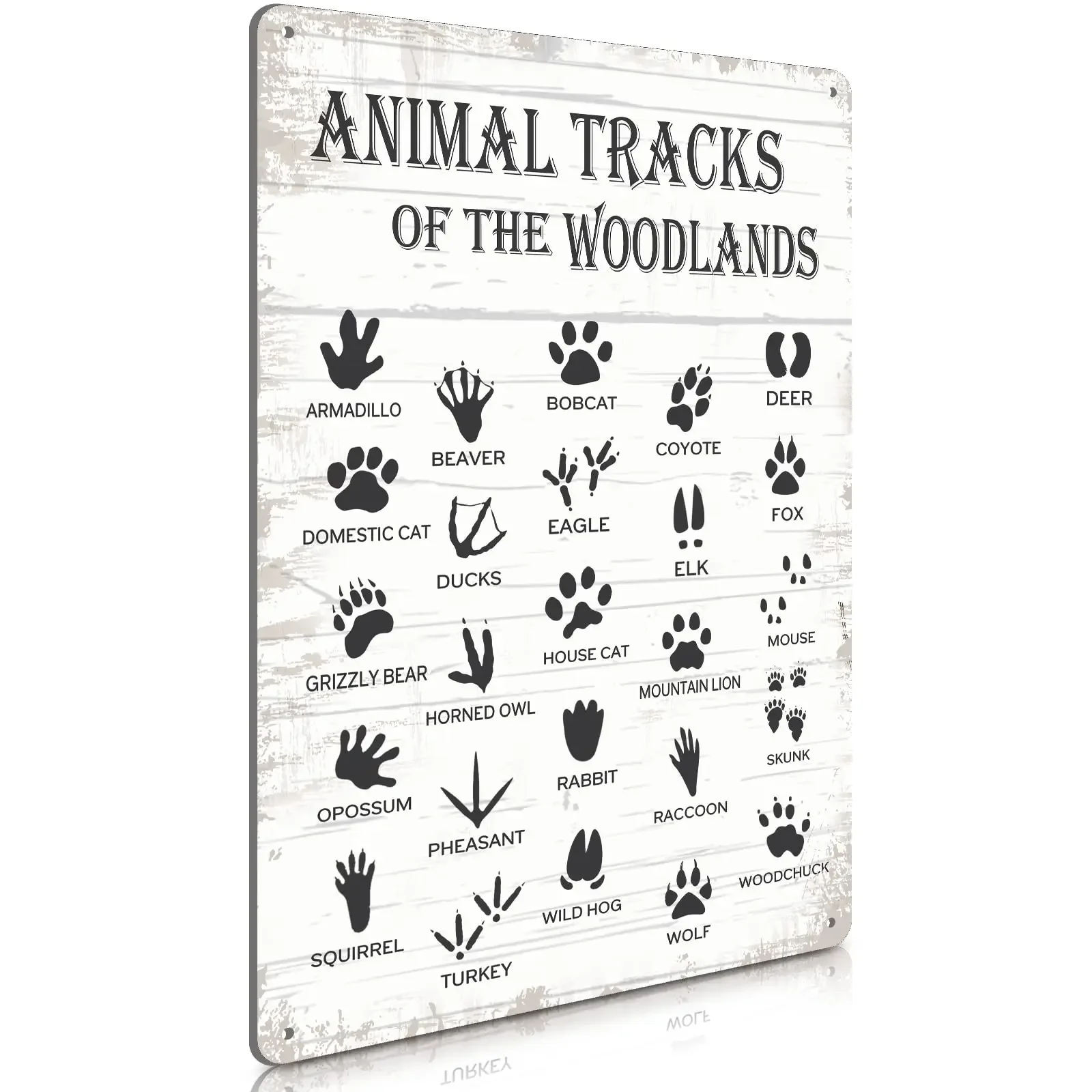 Animal Tracks Guide Sign Nursery Metal Tin Sign Rustic Animal Tracks Decor Country Woodland Theme House Wall Decor Farmhouse Cab