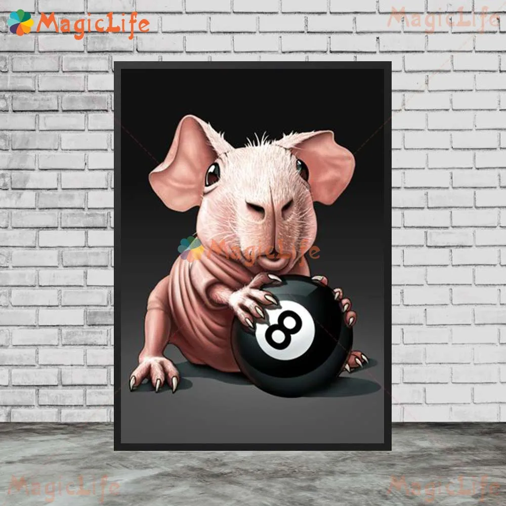 Cute Mouse Billiards Guinea Pigs Nordic Poster Wall Art Canvas Painting Wall Pictures For Living Room Home Decor Unframed