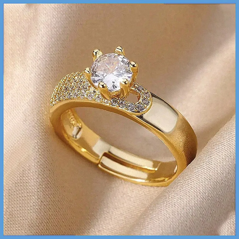 Zircon Inlaid Copper Ring for Men & Women, Cross-border Fashion Jewelry Wholesale for Amazon eBay Stores