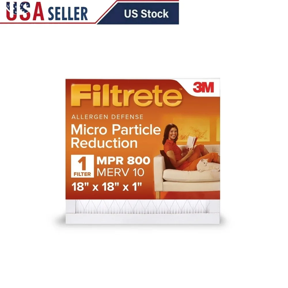 18x18x1 Pleated HVAC Furnace Air Filter MPR 800 MERV 10 Micro Particle Reduction 90 Days Replacement 2 Pack