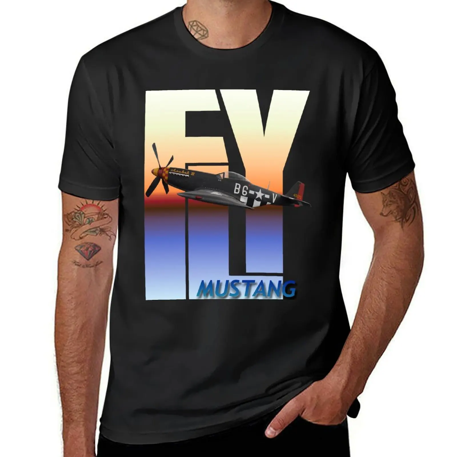 Fly Design - P-51D Mustang 413573 20240324 T-Shirt customs boys whites tees customs design your own men clothing