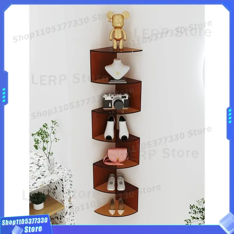 Acrylic Corner Shelf Wall Mounted Bookshelf for Living Room Bedroom Storage Rack Upper Wall Cabinet Organizer Home Decor Wall