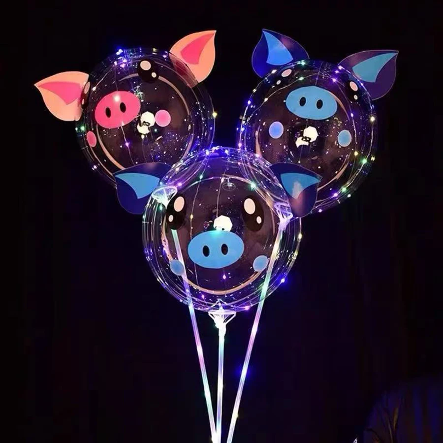 5 Stück 20 Zoll LED-Ballonlichter mit Tier-Aufklebern für Geburtstagsparty-Dekoration (ohne Batterie) Leuchtende Ballondekoration