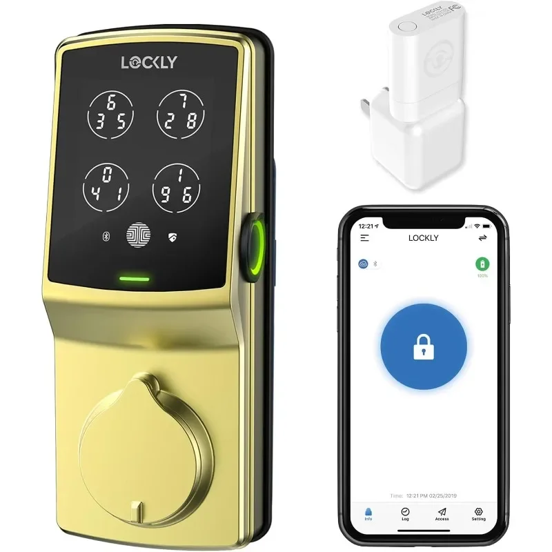 Lockly Secure Pro Smart Lock - Keyless Entry Deadbolt, Fingerprint Sensor, App Control, Key, Voice Control, Auto Lock