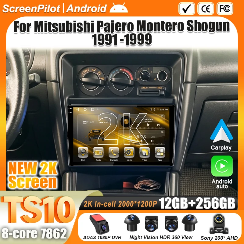 Android 16 For Mitsubishi Pajero Montero Shogun 1991 -1999 Multimedia Video Player Carplay 8 Core GPS Navigation Wifi Bluetooth